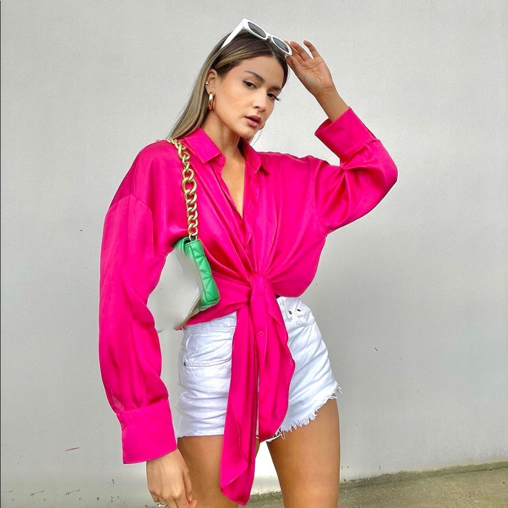 Zara oversized satin effect shirt